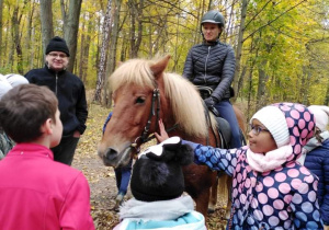 dzieci w lesie, spotkanie z koniem